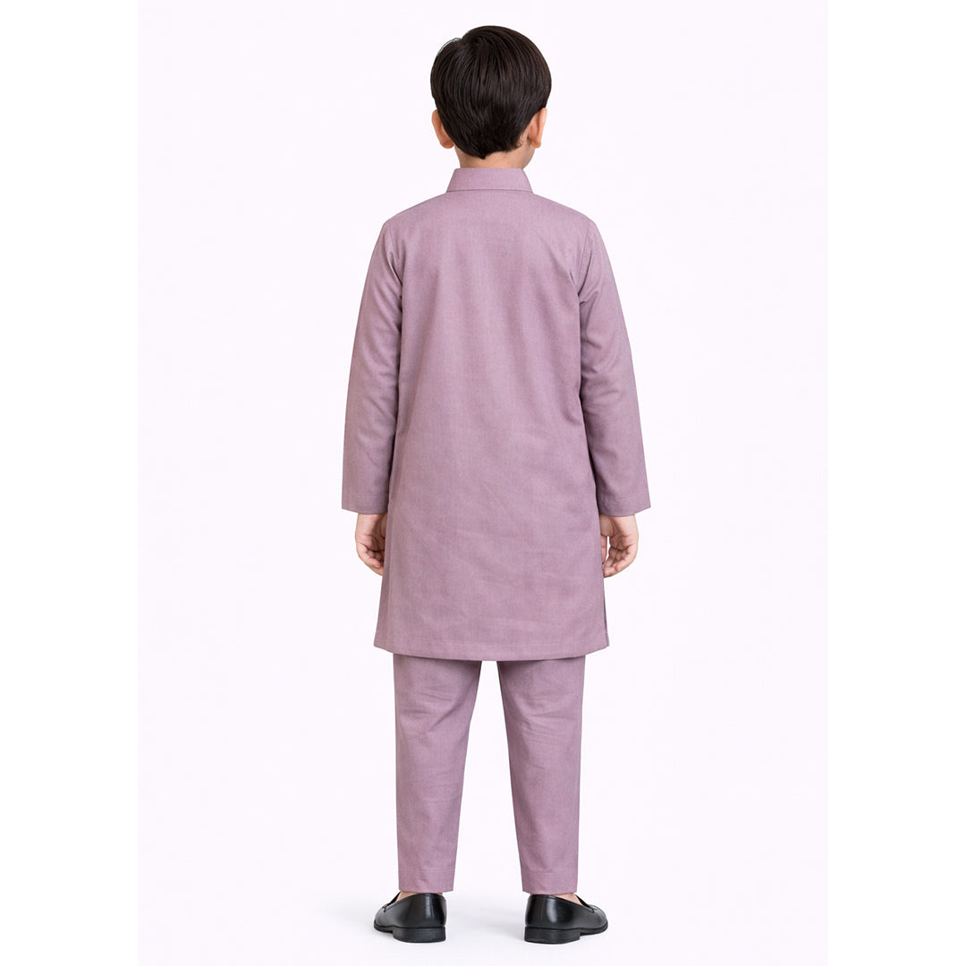 Blush Heritage: Boys’ Dusty Pink Embroidered Kurta & Trouser Set