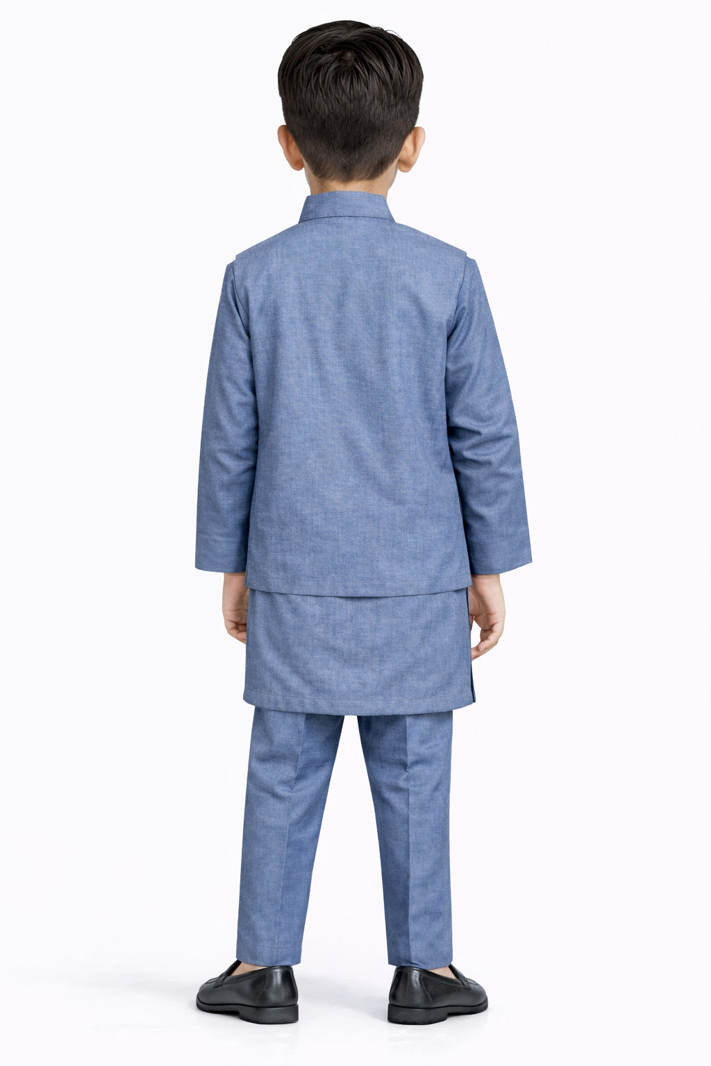 Little Nawab | Boys' 3-Piece Geometric Waistcoat, Kurta & Trouser Set – Premium Festive Wear in Sky Blue