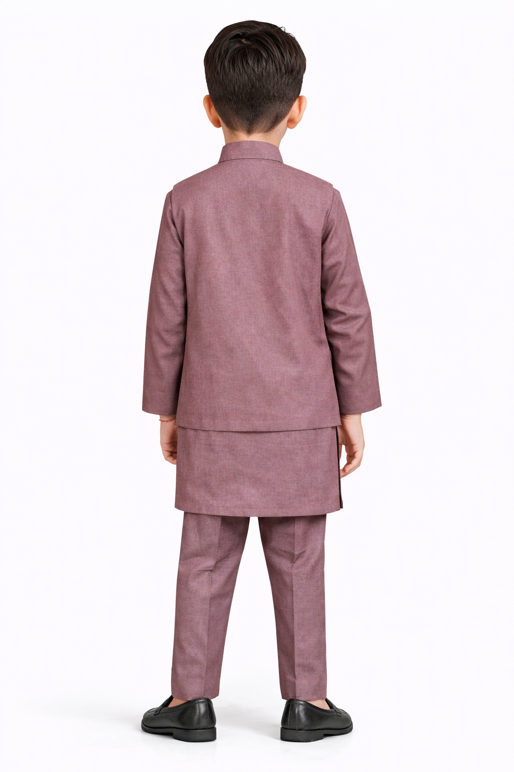 Little Nawab | Boys' 3-Piece Geometric Waistcoat, Kurta & Trouser Set – Premium Festive Wear in Mauve