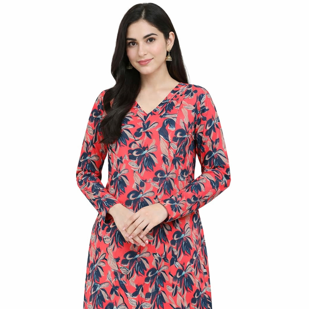 Coral Blossom | Girls’ 2-Piece Unstitched Festive Suit – Radiant Pink & Navy Floral Print