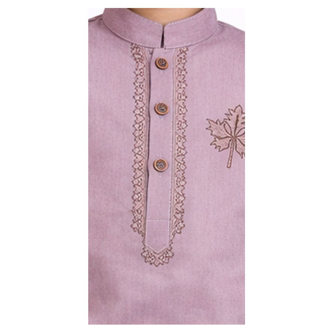 Blush Heritage: Boys’ Dusty Pink Embroidered Kurta & Trouser Set